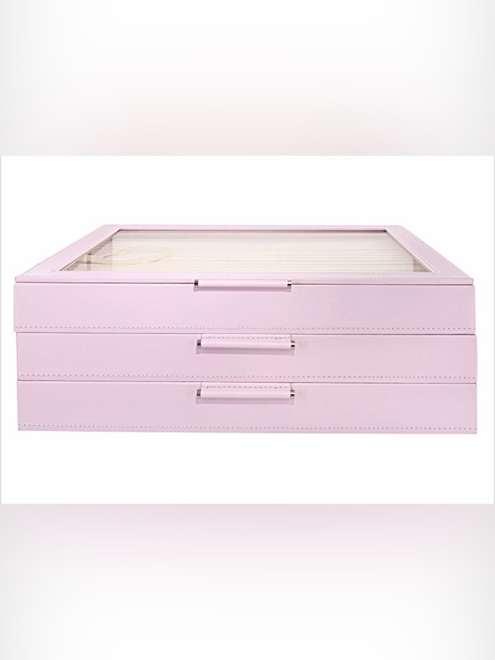 WOLF Pink Three-Tier Jewelry Organizer with Clear Display Top